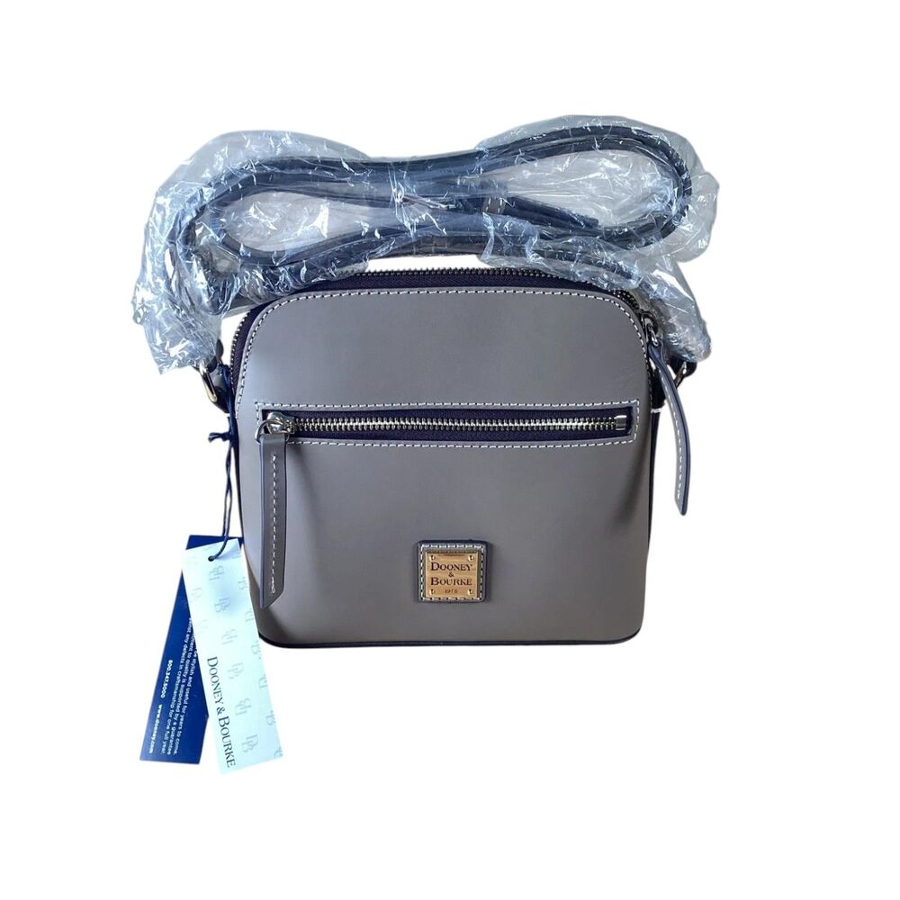 Dooney & Bourke Sorrento Zip Domed Crossbody Bag Gray Red Interior NWT
